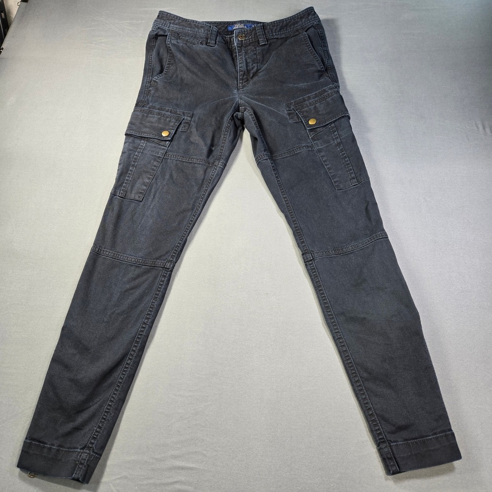 Polo Ralph Lauren Utility Cargo Pants Black Super Stretch Twill Ankle Zip Size 6